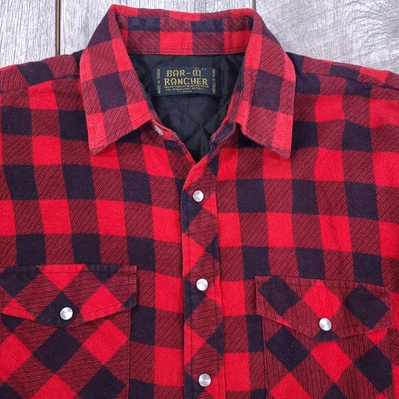Bar-M Rancher Shacket Mens Large Buffalo Plaid Pearl Snap Western Chore Coat - Picture 4 of 5